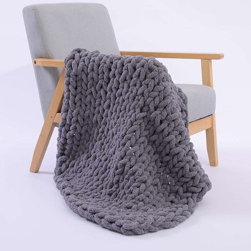 Handmade Coarse Yarn Woven Blanket Coarse Chenille Knitted Blanket - globaltradeleader