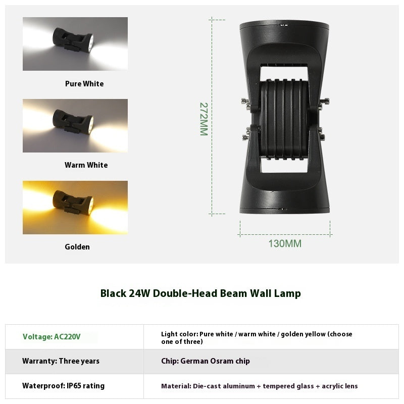 Wall Lamp Outdoor Waterproof Facade Lighting Double Head - globaltradeleader
