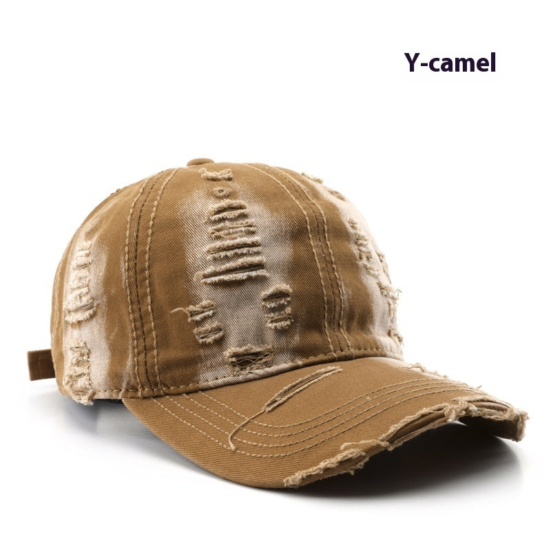 Retro Pure Color Washed Hole Light Board Baseball Cap - globaltradeleader