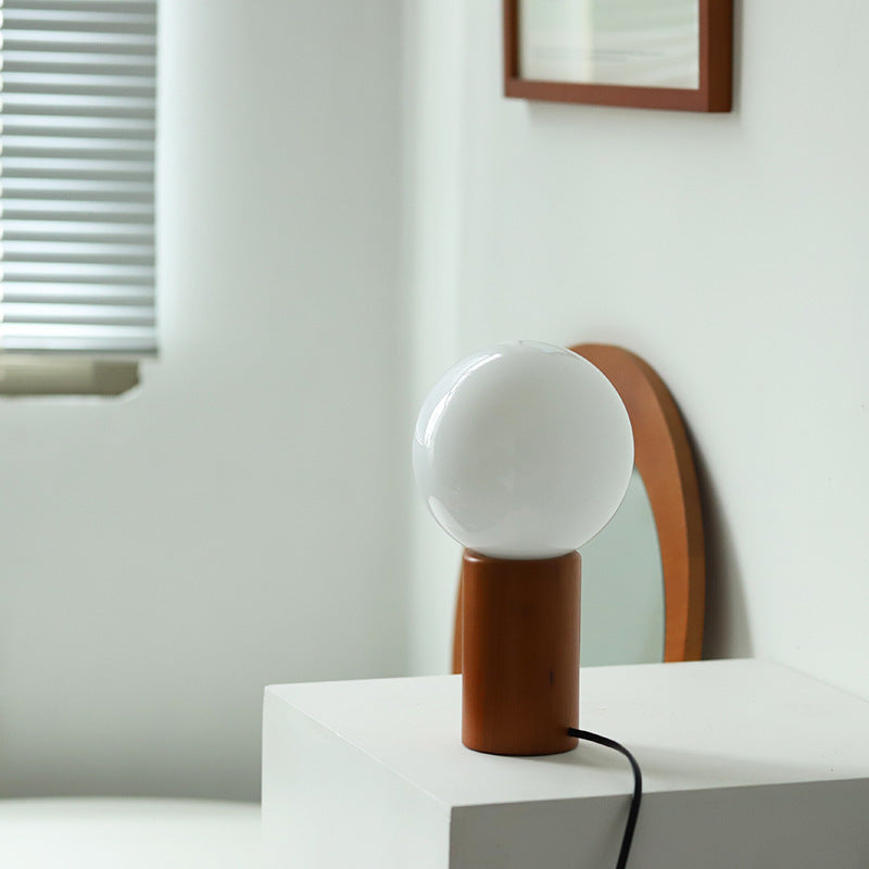 Retro Solid Wood Glass Ins Table Lamp Bedroom Bedside Lamp - globaltradeleader