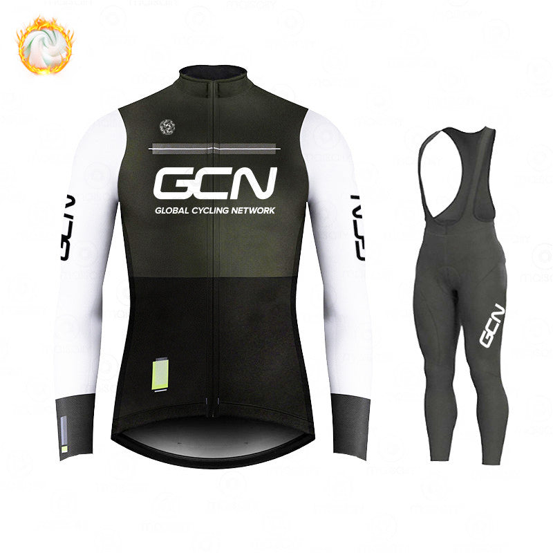 GCN Fleece Long Sleeve Cycling Jersey Cycling Jersey Running MTB Winter New Series