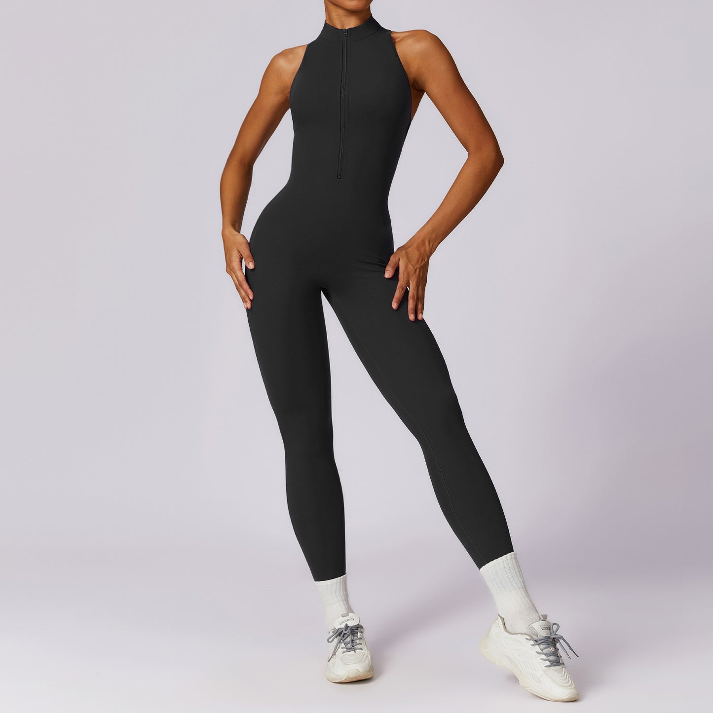 Quick-drying Zipper Yoga Jumpsuit Fitness Training Sports Tights - globaltradeleader
