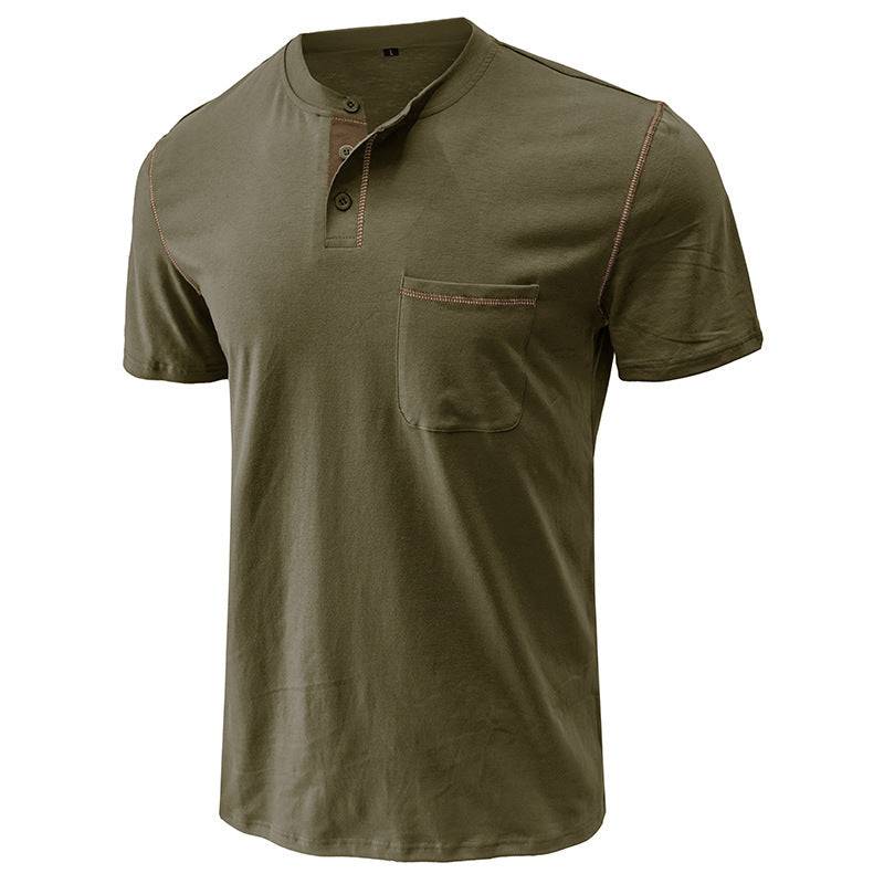 Summer Men's Color Matching Pocket T-shirt Top - globaltradeleader