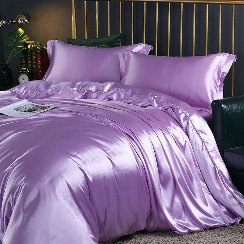 Summer Cool Quilt Cover Satin Sheet Ice Silk Four-piece Air Conditioner - globaltradeleader