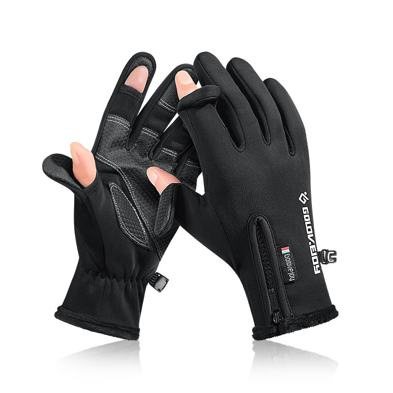 Cycling Leaking Two-finger Outdoor Sports Thickened Fishing Gloves