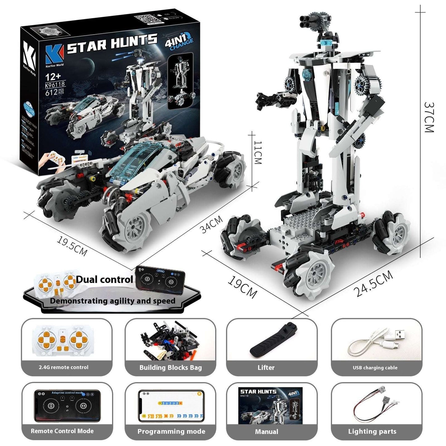 Programming Robot Electric Building Blocks Remote Control Car Toys - globaltradeleader