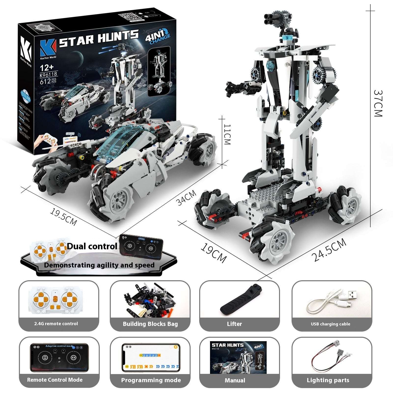 Programming Robot Electric Building Blocks Remote Control Car Toys - globaltradeleader