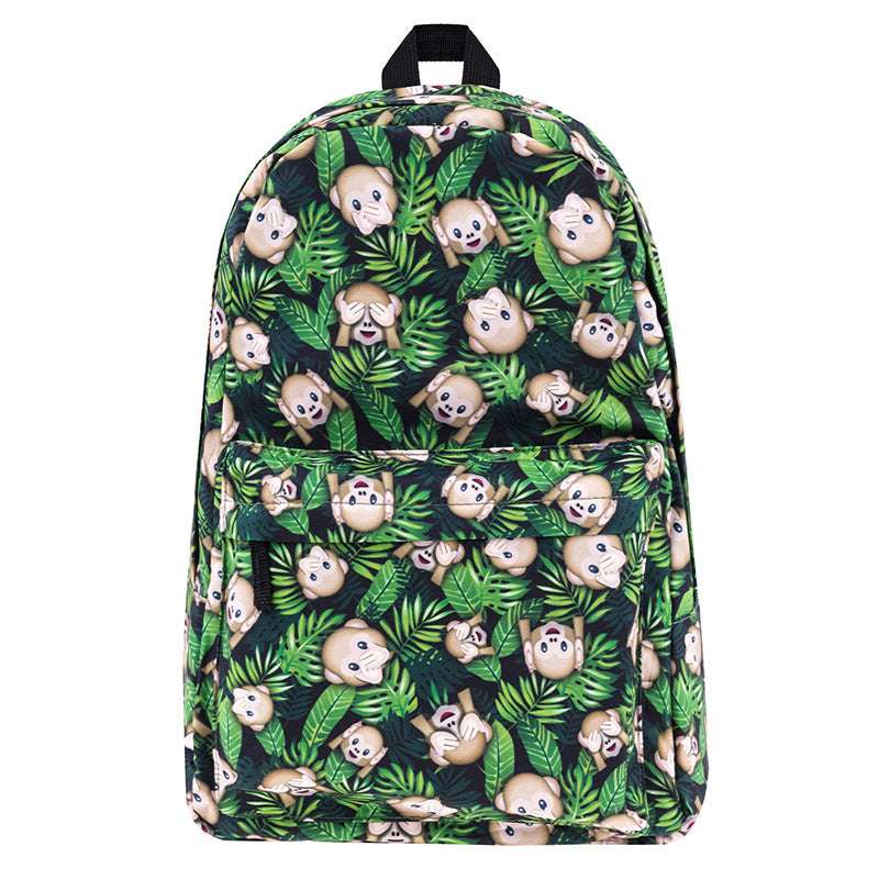 Canvas Summer Travel Backpack Casual Simple Small Monkey Bag