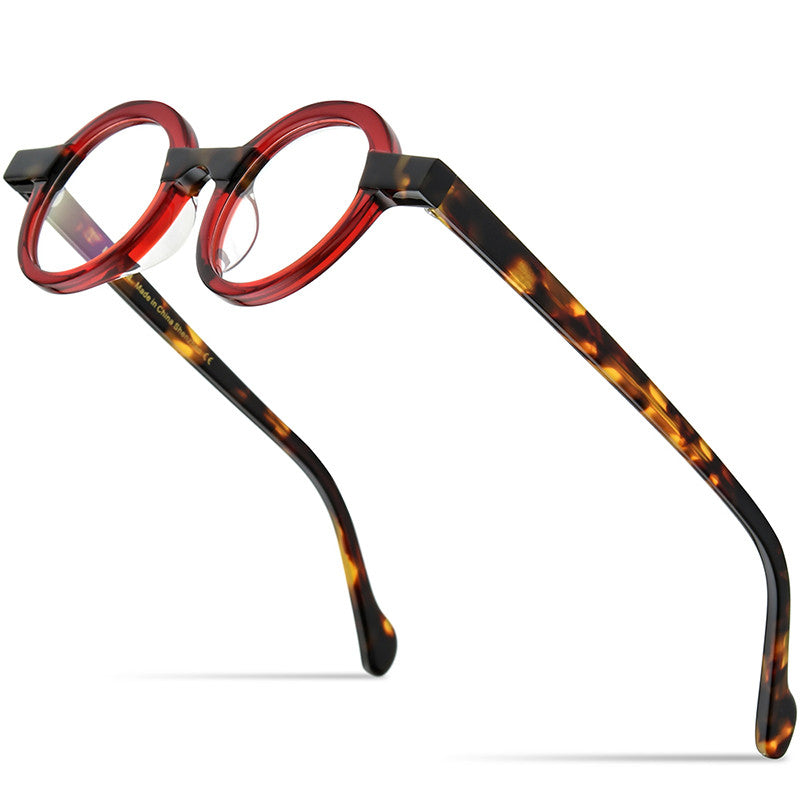 Retro Round Transparent Red Myopia Lens Frame