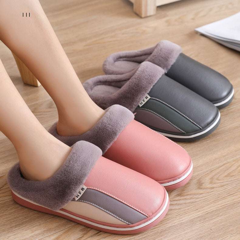 Waterproof Slippers Plush Winter Shoes Home Non-slip Bedroom Slippers Women - globaltradeleader