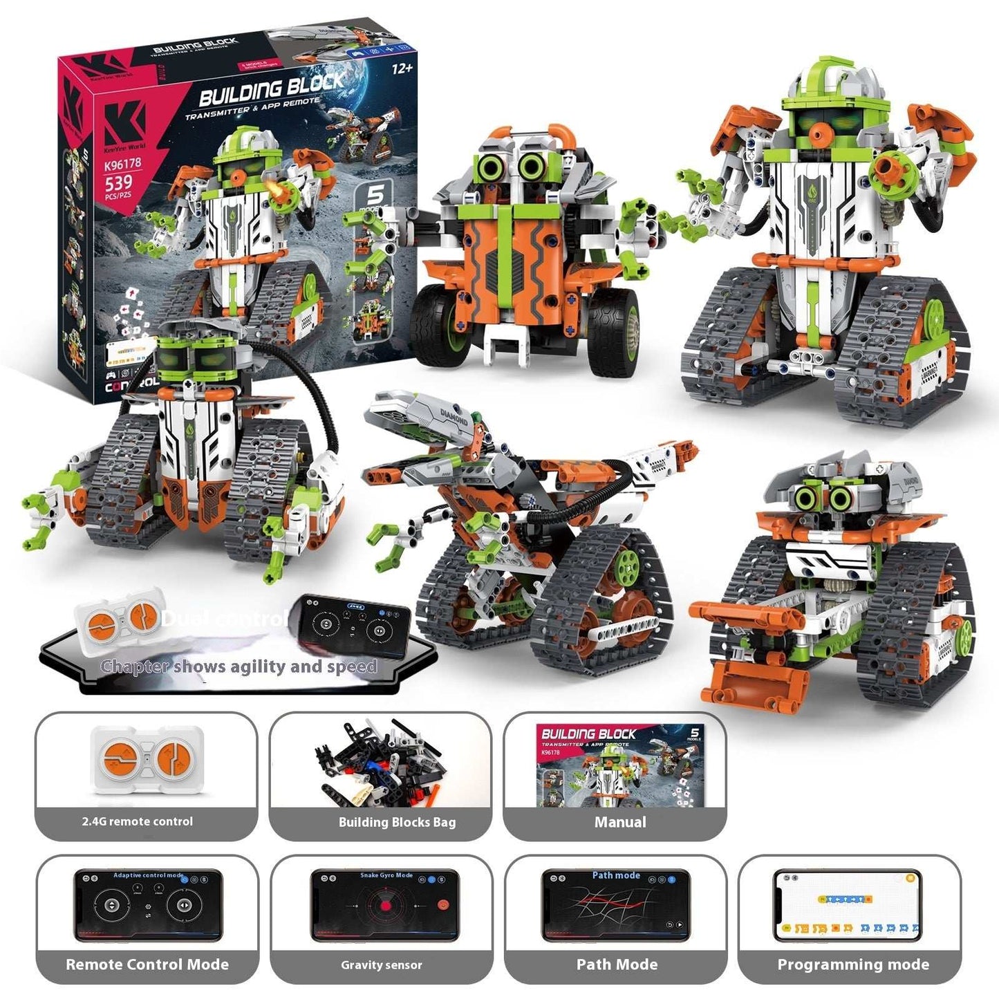 Programming Robot Electric Building Blocks Remote Control Car Toys - globaltradeleader