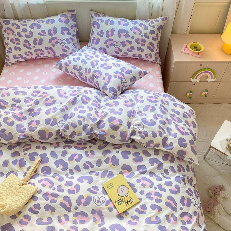 Printed Cartoon Girl Quilt Cover Cotton Four-piece Bed Sheet