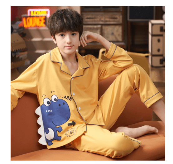 Spring And Autumn Cotton Long Sleeved Cardigan Children's Pajamas