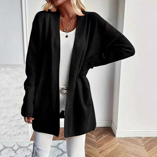 Plus Size Women's Solid Color Knit Casual Simple Cardigan - globaltradeleader