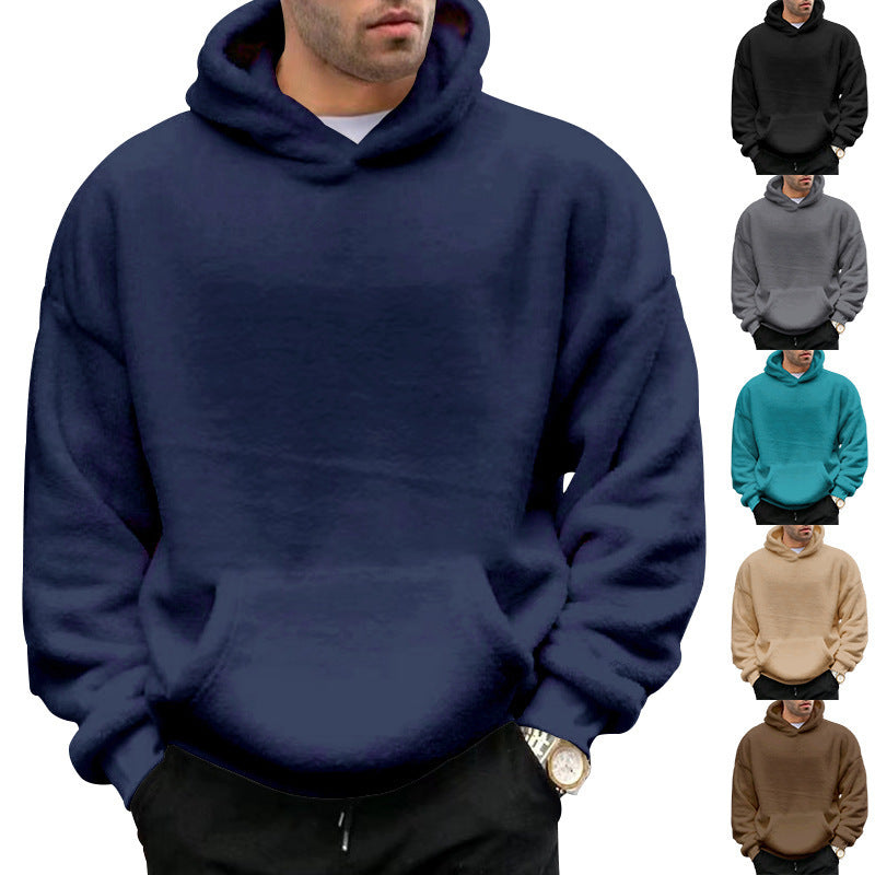 Double-sided Velvet Hooded Sweater Men's Plush Sweatshirt With Pockets - globaltradeleader