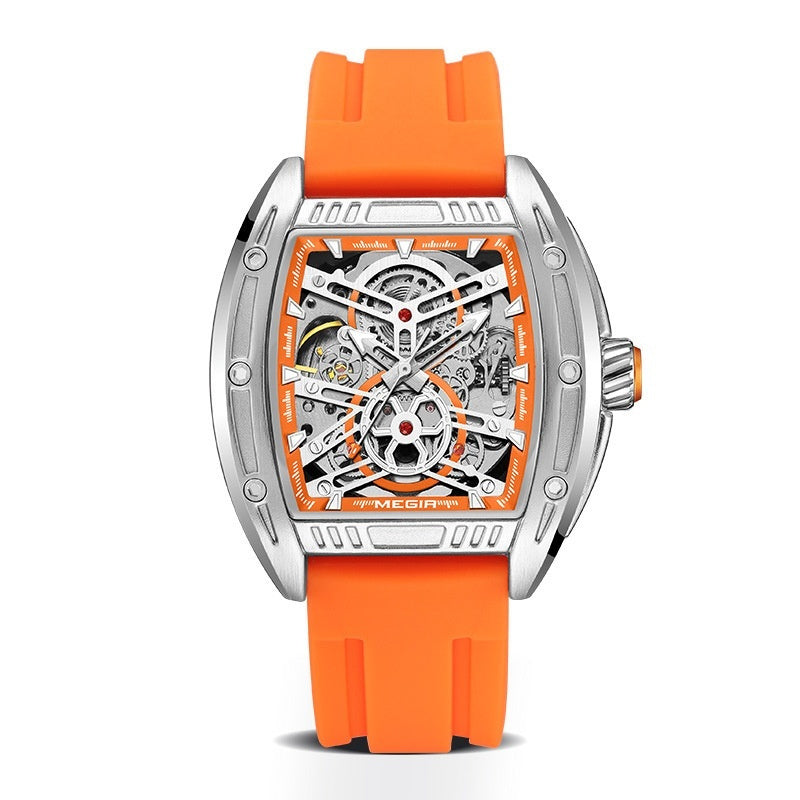 Men's Wine Barrel Type Mechanical Watch Silicone Tape - globaltradeleader