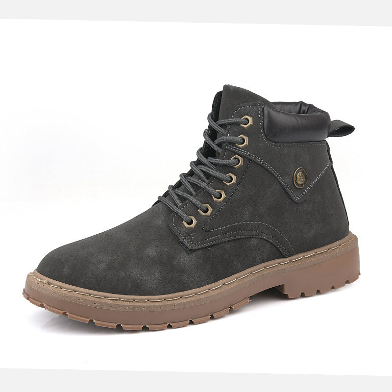 Fashion Trend Simple Personality Tooling Boots Round Toe British Men's Boots - globaltradeleader
