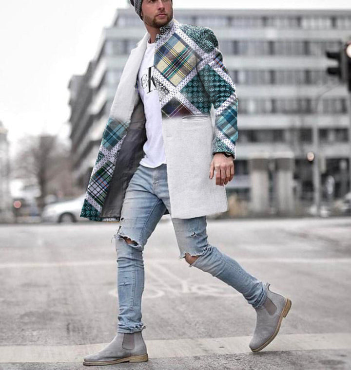 Men's Woolen Stand Collar Mid-length Trench Coat - globaltradeleader