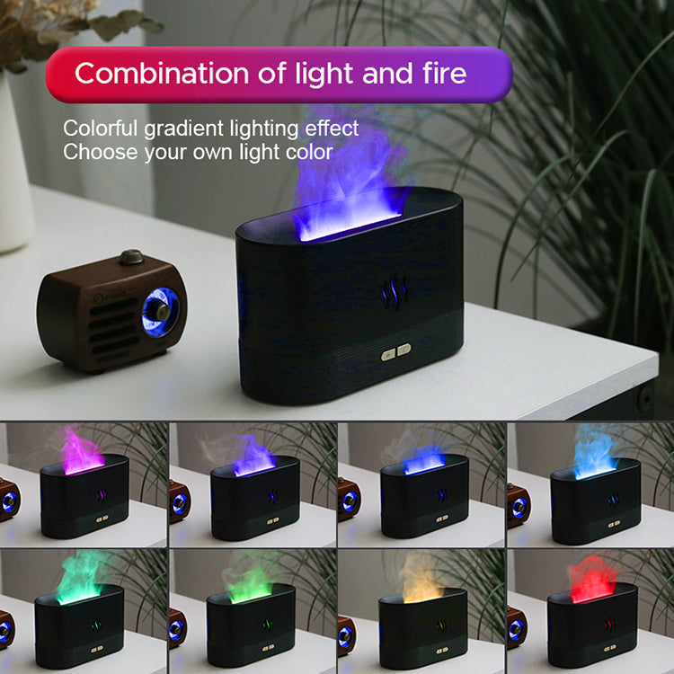 2022 Best Selling USB Ultrasonic Flame Humidifier Led RGB Colorful Essential Oil Fire Flame Aroma Diffuser