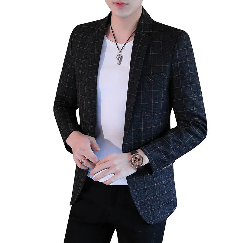 2022 Men's Spring And Autumn New Plaid Suit Jacket A Very Slim Small Suit, Western Single, Western Casual Suit - globaltradeleader