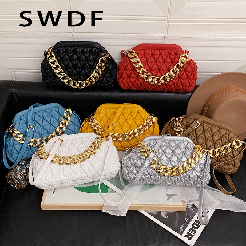 2022 New Chain Small Clutch PU Leather Handbags BRAND Shoulder Sling Bag For Women Winter Fashion Designer Crossbody Bag Purses