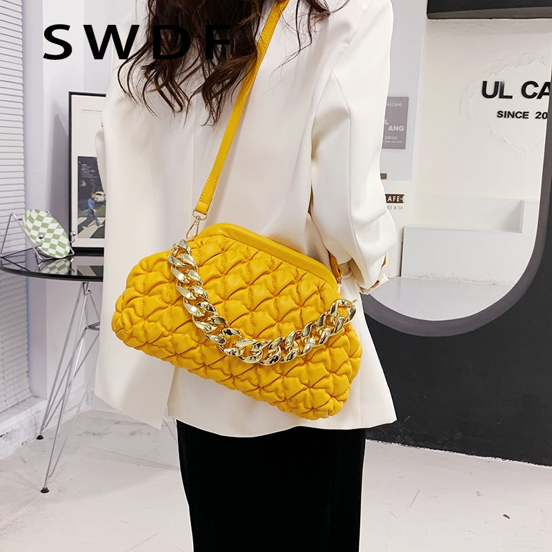 2022 New Chain Small Clutch PU Leather Handbags BRAND Shoulder Sling Bag For Women Winter Fashion Designer Crossbody Bag Purses