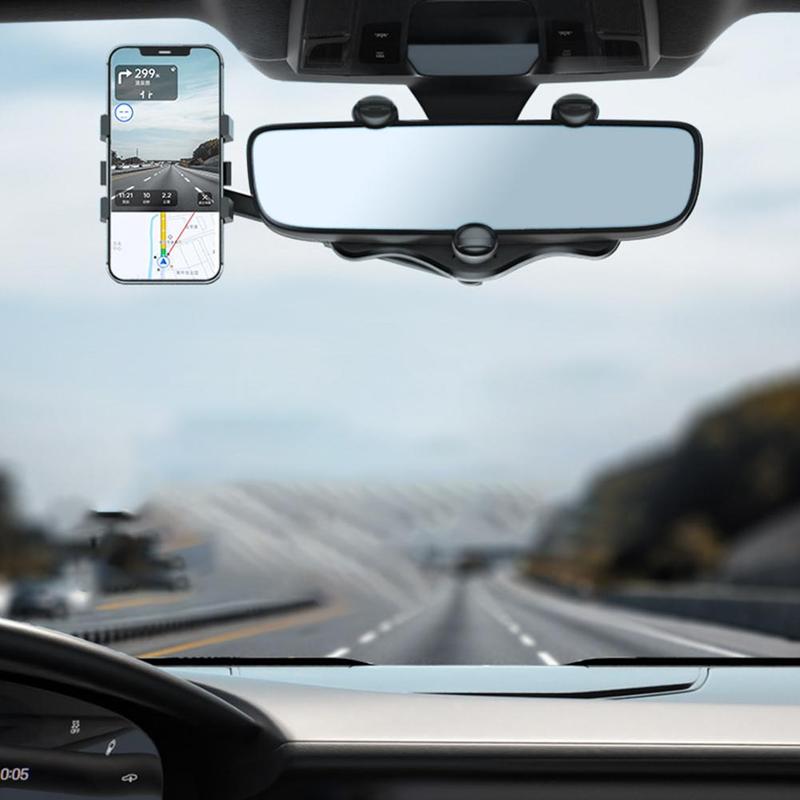 2022 Rearview Mirror Phone Holder For Car Rotatable And Retractable Car Phone Holder Multifunctional 360 Rear View Mirror Phone Holder Suitable For All Mobile Phones And All Car