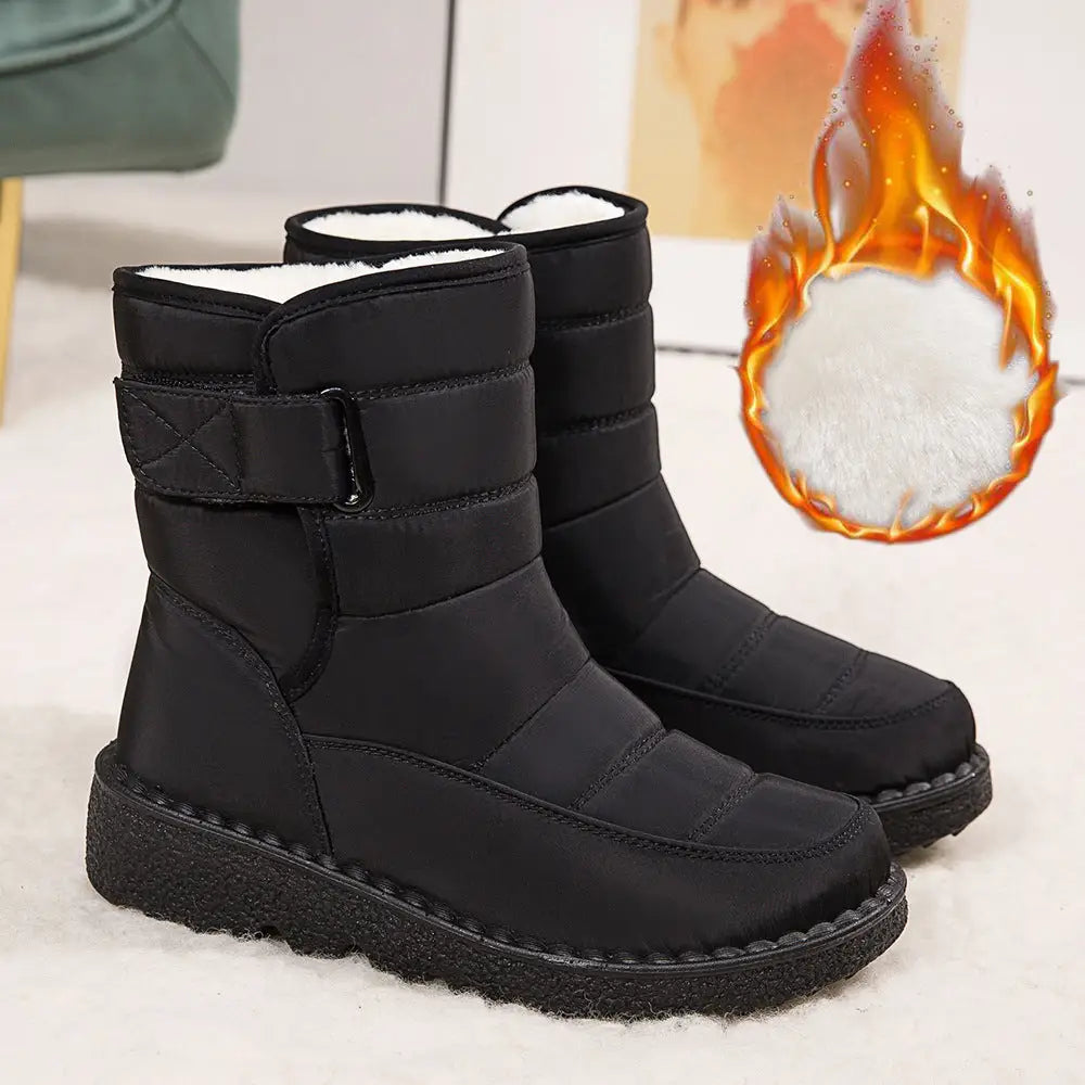 2022 Winter New Snow Boots Women&amp;#039;s High-top Waterproof Cotton Shoes Casual Short Tube Plus Velvet Large Size Cotton Boots