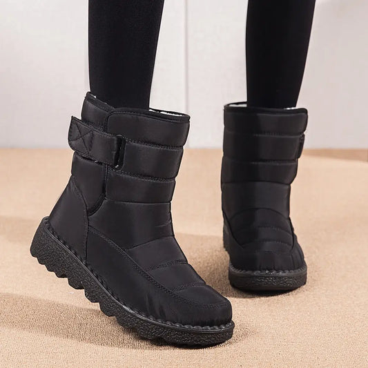 2022 Winter New Snow Boots Women&amp;#039;s High-top Waterproof Cotton Shoes Casual Short Tube Plus Velvet Large Size Cotton Boots