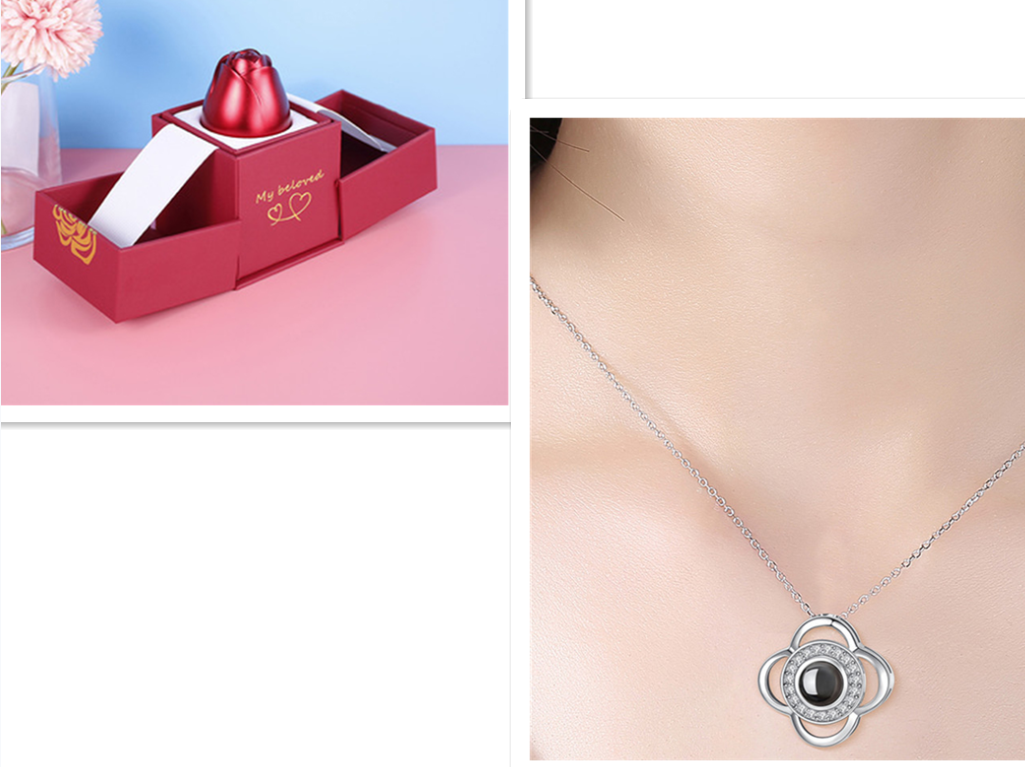 2023 Hot Valentine's Day Gifts Metal Rose Jewelry Gift Box Necklace For Wedding Girlfriend Necklace Gifts