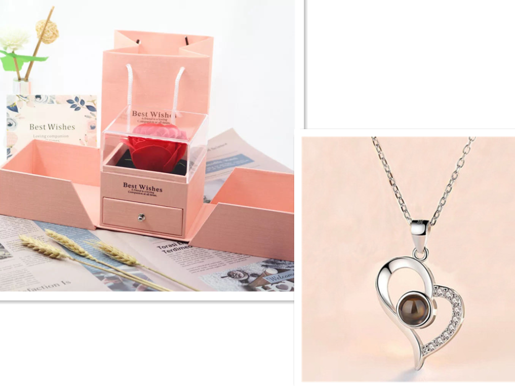 2023 Hot Valentine's Day Gifts Metal Rose Jewelry Gift Box Necklace For Wedding Girlfriend Necklace Gifts