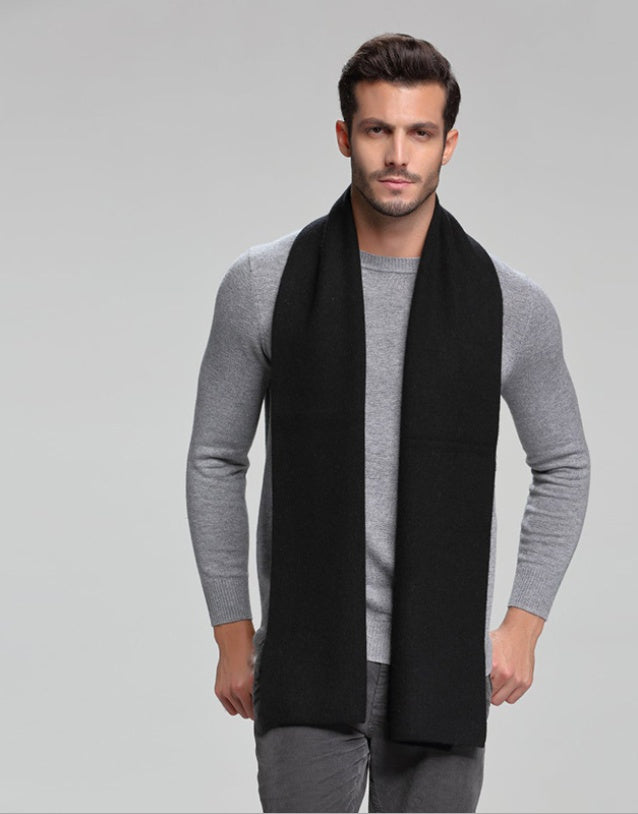 autumn and winter new men's scarf cashmere tide men's business casual thick warm scarf long double-sided - globaltradeleader
