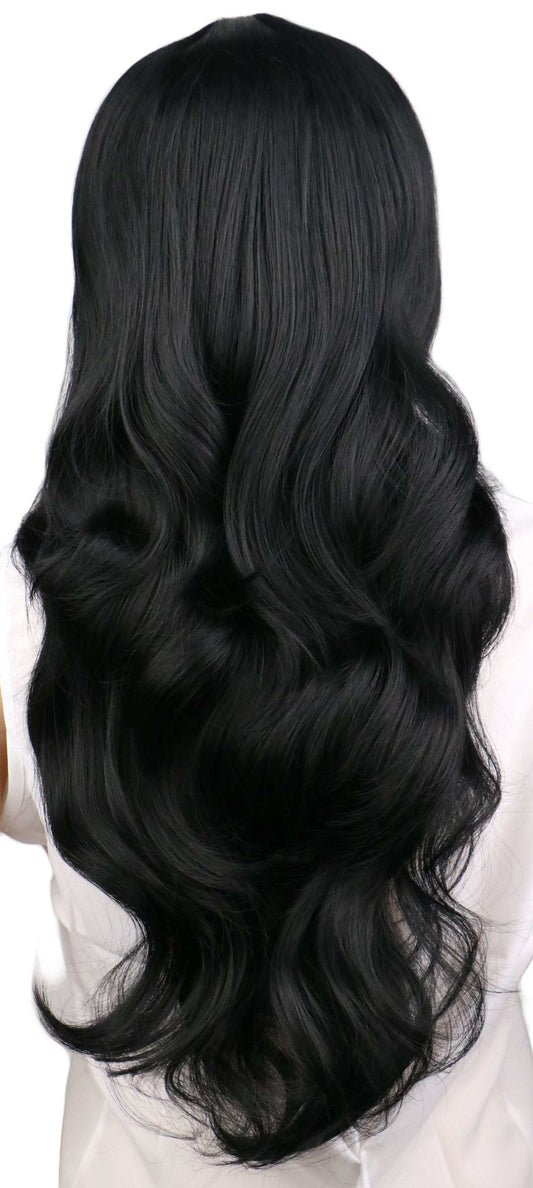 Female Long Curly Hair Big Wave Pear Flower Head Buckle Qi Bangs Wig
