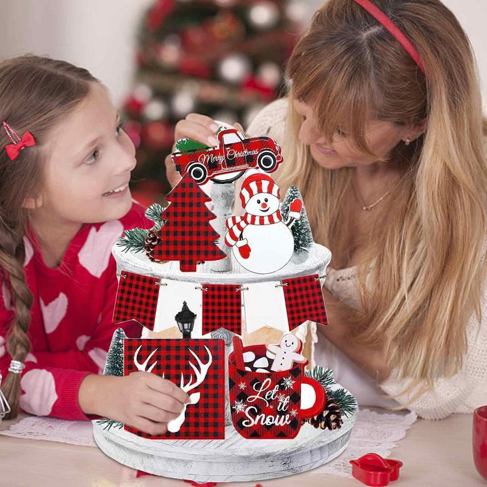 Christmas Wooden Layered Decorative Tray