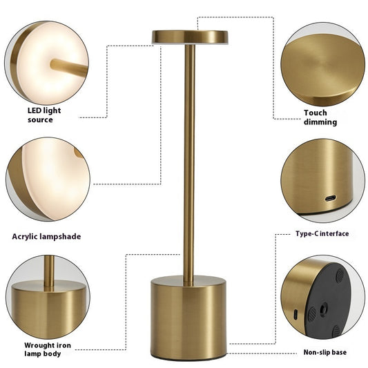 LED Rechargeable Bedside Dining Table Small Night Lamp - globaltradeleader