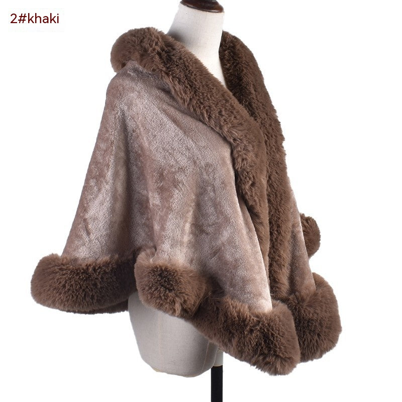 Women's Fur Collar Fur Shawl Warm