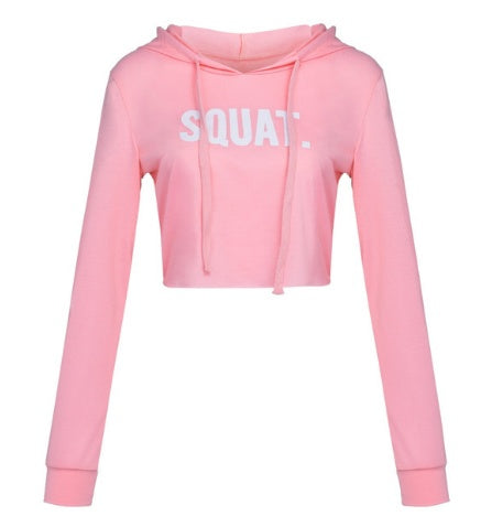 Women Fashion Active Hoodies Long Sleeve Crop Top Letter Print Loose Hooded sudaderas mujer harajuku hoodie sweat femme NEW - globaltradeleader