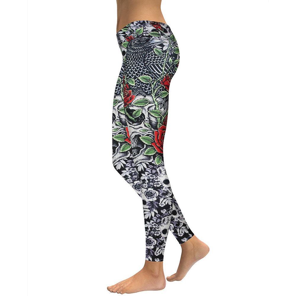 Roses Skulls Yoga Workout Leggings - globaltradeleader