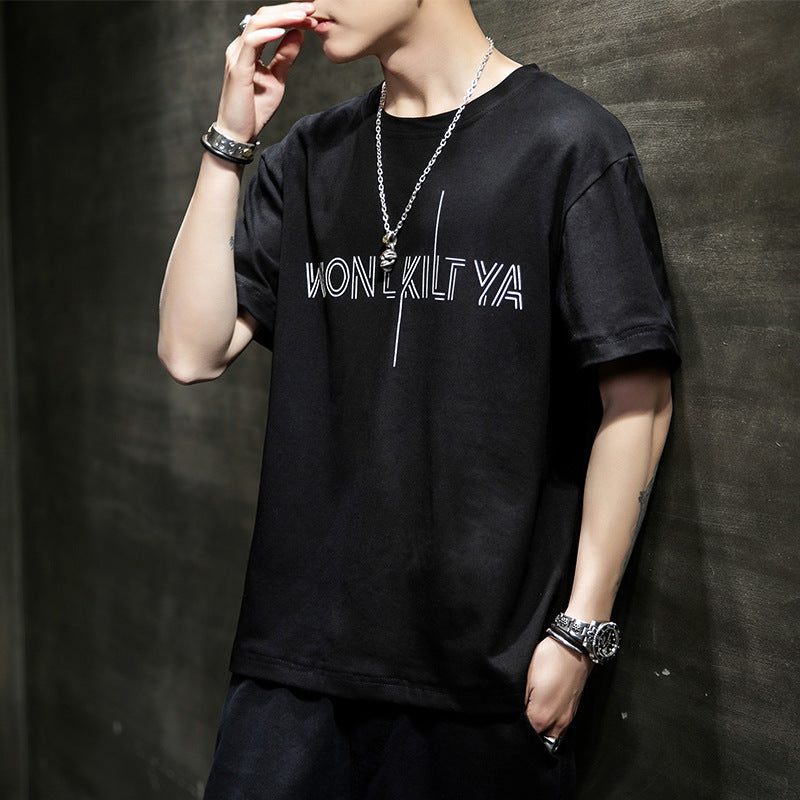 Letter printed men's short sleeve T-shirt - globaltradeleader