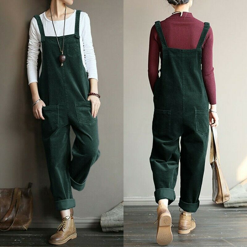 Wish Corduroy Popular Solid Color Casual Long Suspender Pants