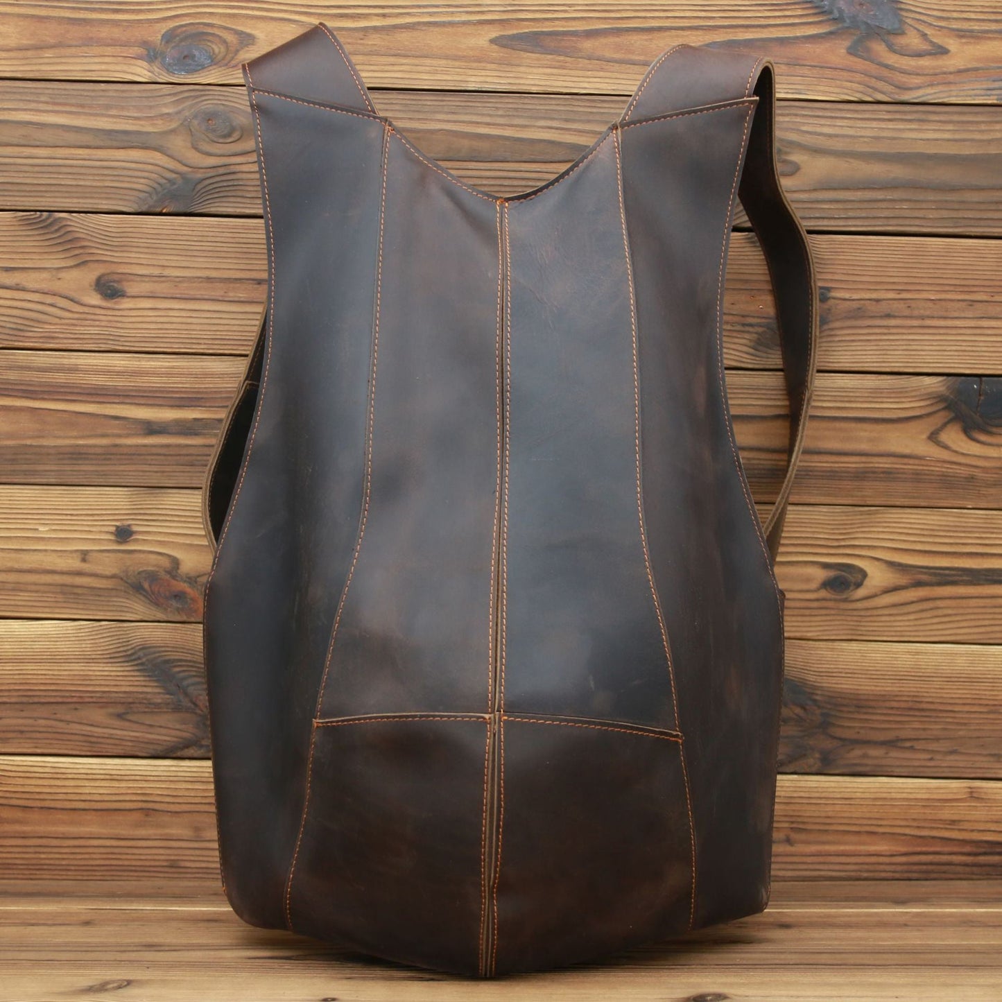 2108 Men's Backpack Crazy Horse Leather Backpack Retro Dark Brown College Style Student Backpack Boys Backpack