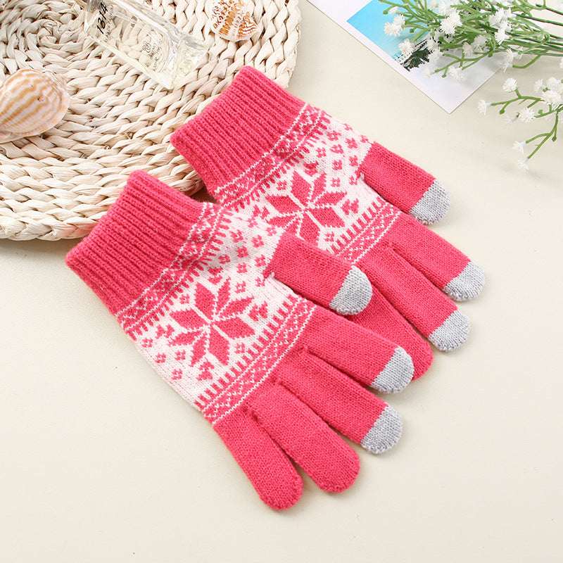 Printed Mobile Phone Touch Screen Knitted Gloves Winter Thicken Thermal Gloves - globaltradeleader
