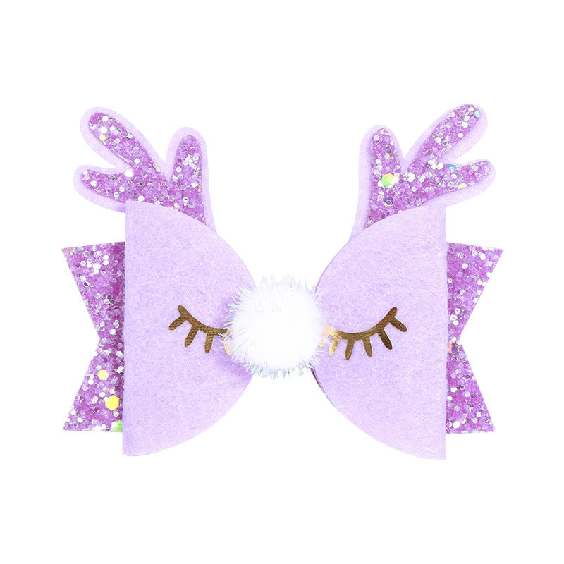 Children's Christmas Antlers Bow Decorative Hair Clip