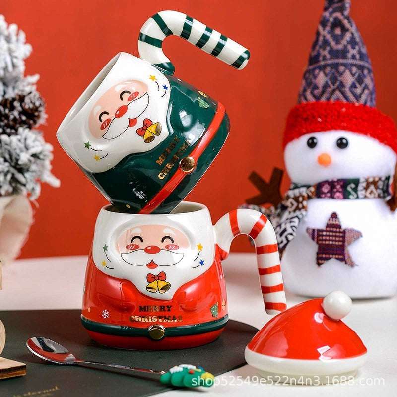 Creative Cartoon Santa Claus Cup Ceramic Cup Christmas Holiday Gift Hand-painted Water Cup Souvenir Mug - globaltradeleader