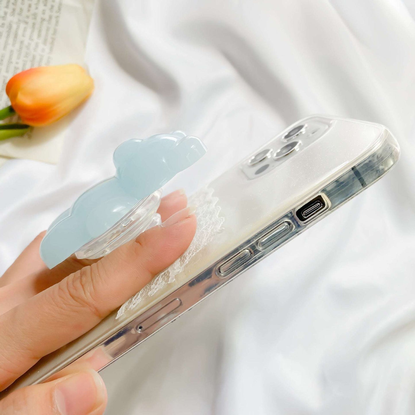 Epoxy Three-dimensional Bear Mobile Phone Airbag Bracket Transparent Paste Retractable Ins Wind Ring Buckle