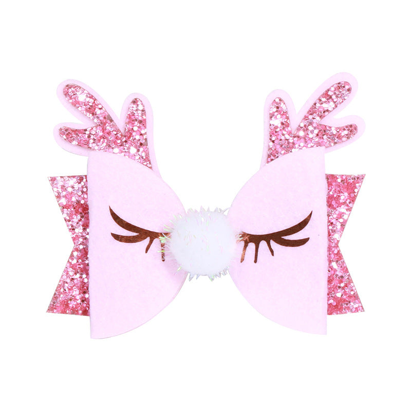 Children's Christmas Antlers Bow Decorative Hair Clip