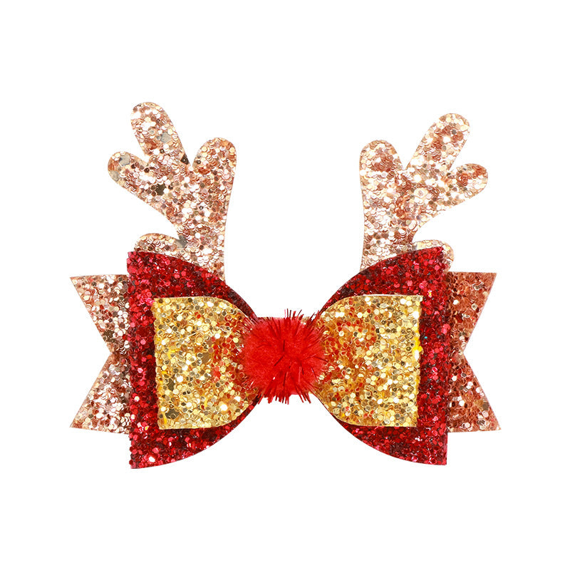 Children's Christmas Antlers Bow Decorative Hair Clip