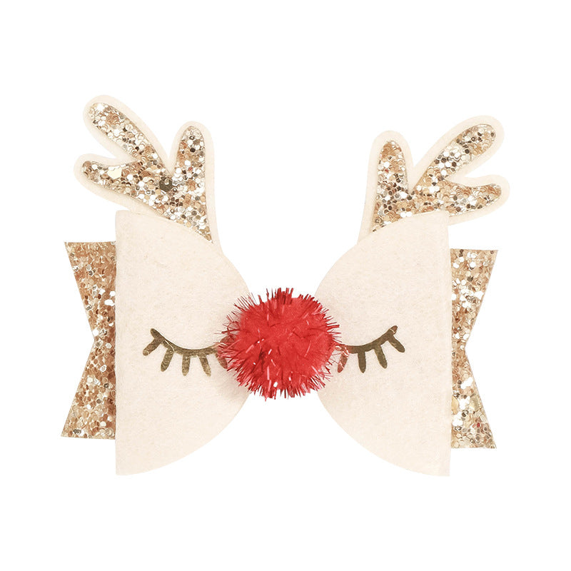 Children's Christmas Antlers Bow Decorative Hair Clip