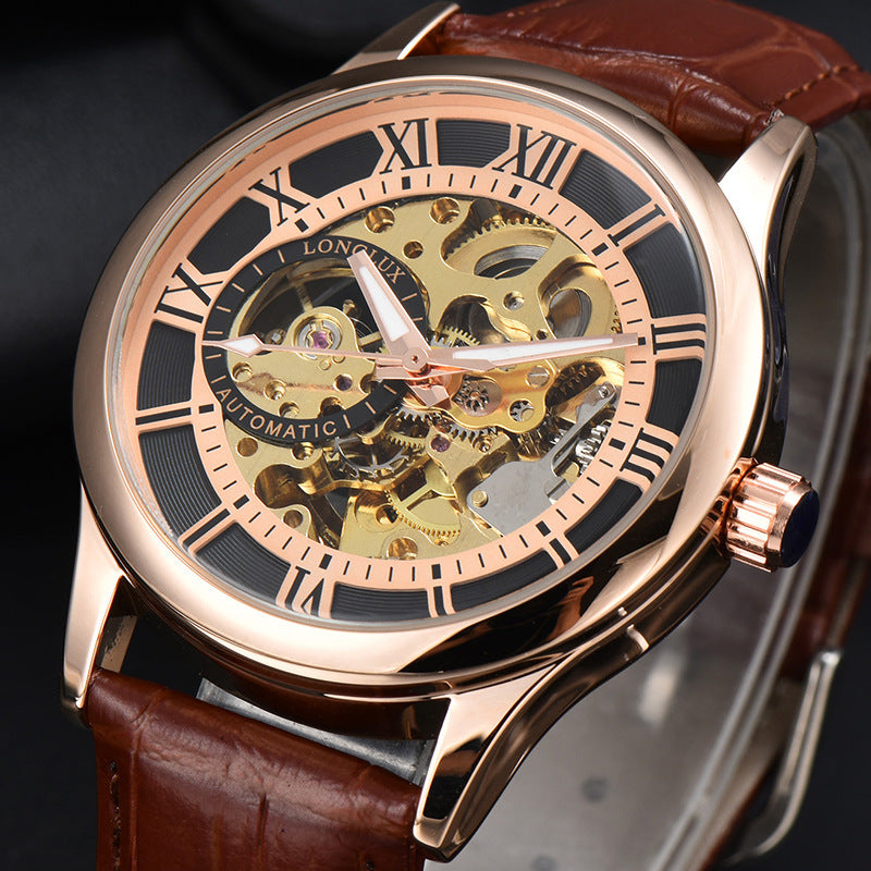 Men's Mechanical Watch Roman Scale Waterproof Fashion Business - globaltradeleader