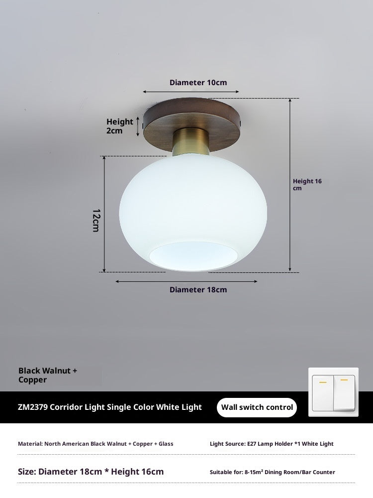 Chinese Style Simple And Light Luxury Walnut Brass Ceiling Lamp - globaltradeleader